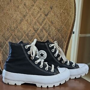 Converse Black and White High-Top Sneakers Lugged Platform